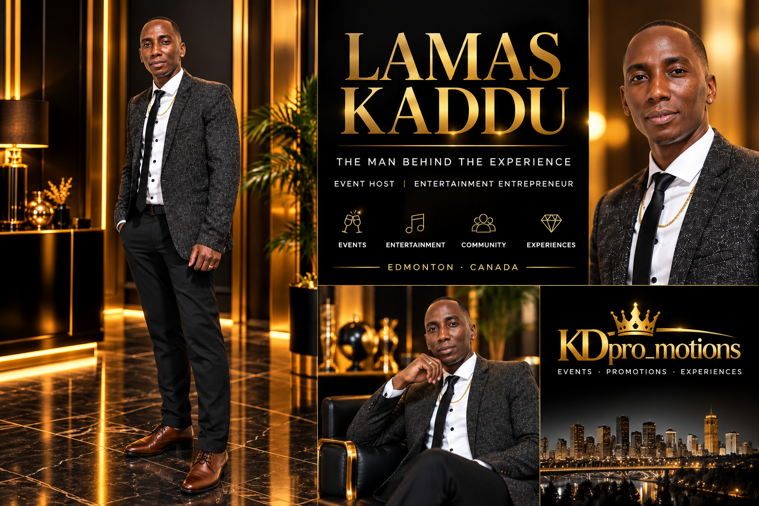 Lamas Kaddu luxury black and gold personal brand visual
